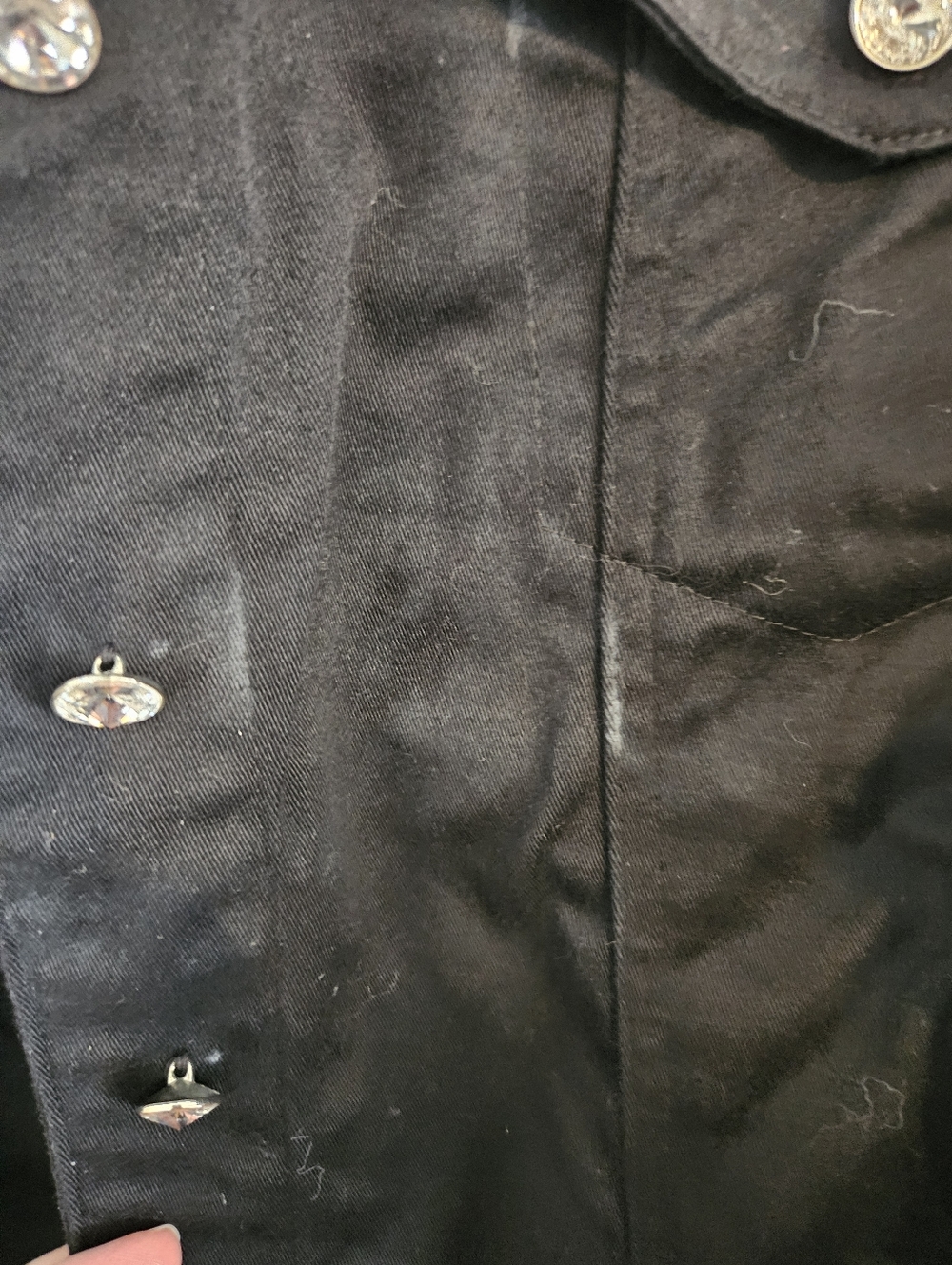 Christine Alexander Black Embellished Jean Jacket with Silver Accents - Picture 8 of 11
